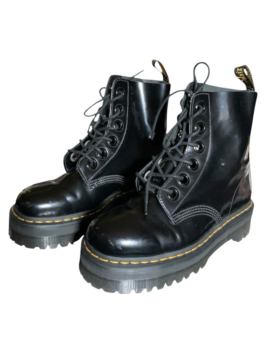 Dr. Martens Molly Black Leather Platform Lace-Up Boots